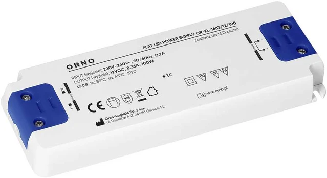 Orno Maitinimo šaltinis LED płaski, 12V, 100W, IP20