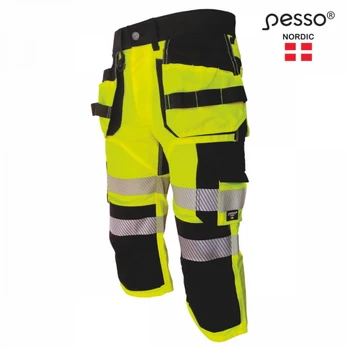 Kelnės 3/4 didelio matomumo Uranus Flexpro CL1, yellow C56, Pesso