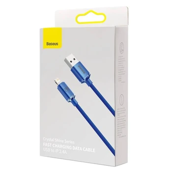 Baseus Crystal Shine kabelis USB prie Lightning, 2.4A, 2m (mėlynas)