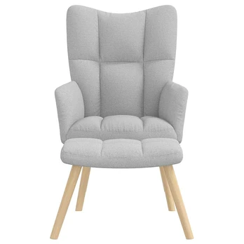 Atpalaiduojanti kėdė su Footstool Cloud Grey audiniu