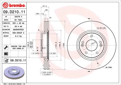 Stabdžių diskas BREMBO 09.D210.11