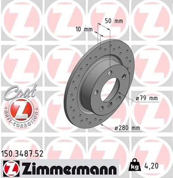 Stabdžių diskas ZIMMERMANN 150.3487.52