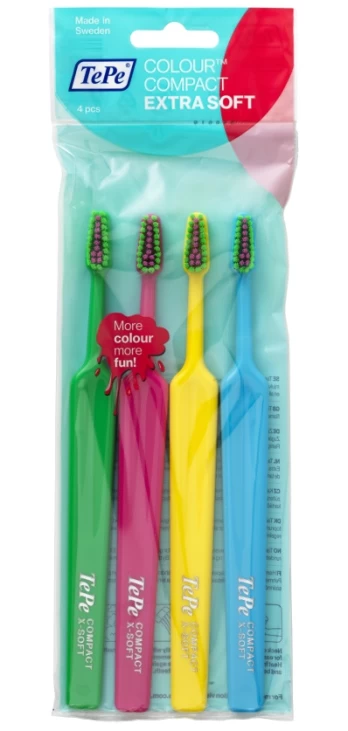 Labai minkšti dantų šepetėliai Select Compact Colour 4 vnt.