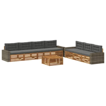 Lauko sofos komplektas 8 pcs Natūralus ir antracitas