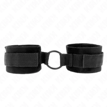 KINK Beginner Adjustable Faux Fur Wrist Cuffs Black 15-25 cm with O-Ring