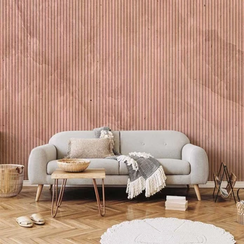 Artgeist Fototapetas - Rožinė reed - solid background with textured vertical stripes with pattern