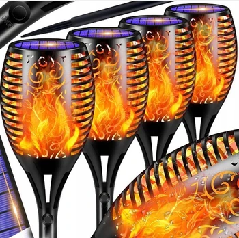 LED sodo žibintai su ugnies imitacija, 4 vnt., 51 cm