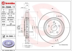 Stabdžių diskas BREMBO 09.D988.11 kaina