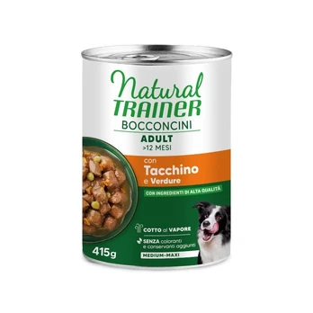 NATURAL TRAINER Dog Bocconcini konservas MM šunims su kalakutiena 415g (12)