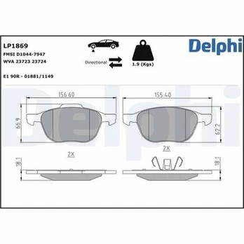 DELPHI LP1869 Brake pad set