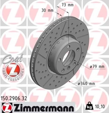 Stabdžių diskas ZIMMERMANN 150.2906.32