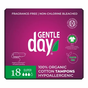 Tamponai organinės medvilnės SUPER, 18 vnt.