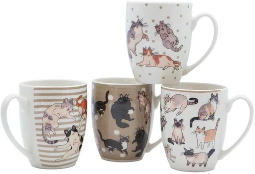 Home4You Mug CAT D8xH10,5cm 400ml, mix