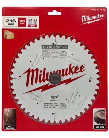 Milwaukee pjūklų diskas medienai 216x30mm, 48 dantys