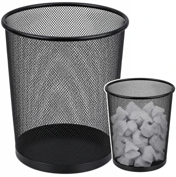 Lean Office Waste Bin Metal Mesh Round Juodas 10 L