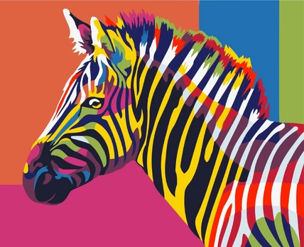 Tapybos pagal skaičius rinkinys: Rainbow Zebra 16.5x13 cm MINI006