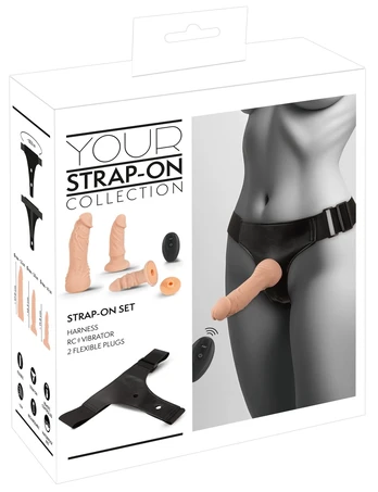 You2Toys RC Vibe strap-on rinkinys, juodas