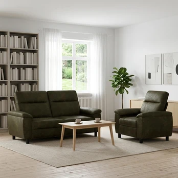 Sofa Sofos komplektas 2 vnt. Armijos Žalia Dirbtinė suedė oda