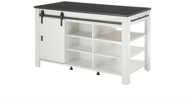 Virtuvės sala Imv Sherwood, 162 cm, balta/pilka