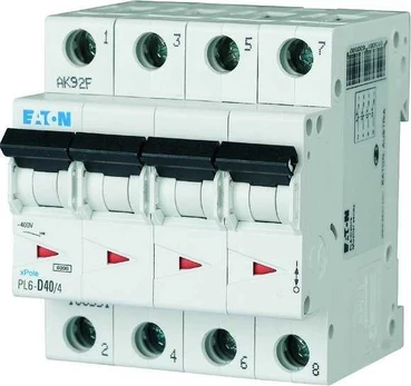 Eaton Grandinės pertraukiklis 4P B 40A 6kA AC PL6-B40/4 166502