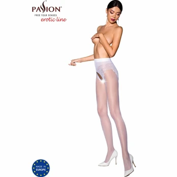 Passion TIOPEN 006 White 3/4 Tights 30 DEN - Decorative Cut-Out Design