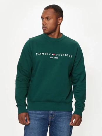 Tommy Hilfiger Džemperis Logo MW0MW11596 Žalia Regular Fit
