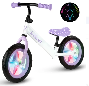 Balansinis paspiriamas dviratis Rebel LED, baltas