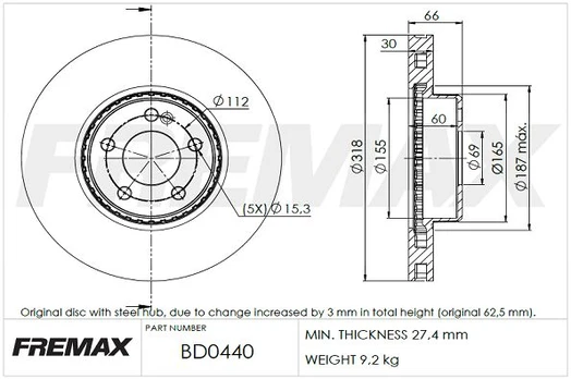 Stabdžių diskas FREMAX BD-0440