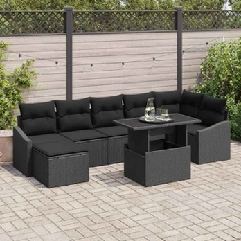 Sodo sofa komplektas 8 dalių Juoda