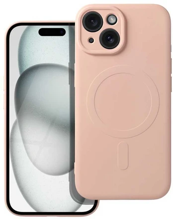 Dėklas Oem SILICONE MAG COVER case compatible with MagSafe for IPHONE 15 pink