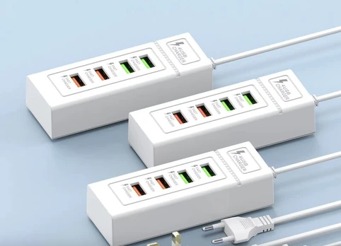 prailgintuvas skirtas greitam telefonų krovimui, USB ir type c jungtys
