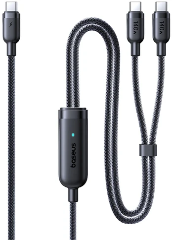 Baseus Laidas Baseus Flash 4 140W 2in1 USB-C į USB-C + USB-C 1,5 m - juodas