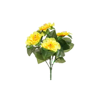 Dirbtinė azalijų puokštė, 31 cm : Spalva - Geltona