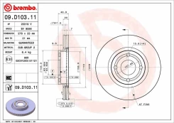 Stabdžių diskas BREMBO 09.D103.11 kaina
