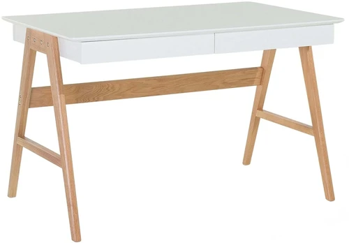 Beliani Rašomasis stalas SHESLAY baltas 120 cm 70 cm su stalčiais