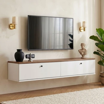TV staliukas Ligne 140, baltas/rudas