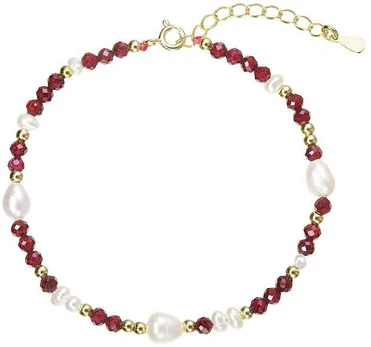 Evolution Group Gold-plated bracelet with pearls and garnets 13113.3