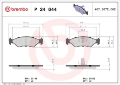 Stabdžių trinkelių rinkinys, diskinis stabdys BREMBO P 24 044 kaina