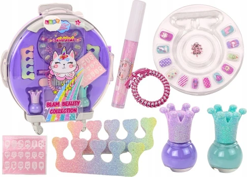 Lean Toys Cosmetics Set in Nail Makeup Suitcase Violetinė Suitcase 9 pcs.
