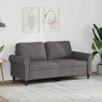 Dvivietė sofa, pilkos spalvos, 140cm, dirbtinė oda