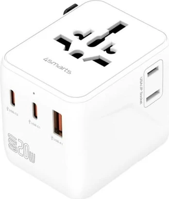 Adapteris kelioninis 4smarts Nomad GaN 20W 2C+1A balta