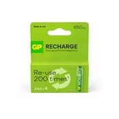 GP - Recharge Rechargeable Battery, Size AAA, 650 mAh, 4-pack kaina