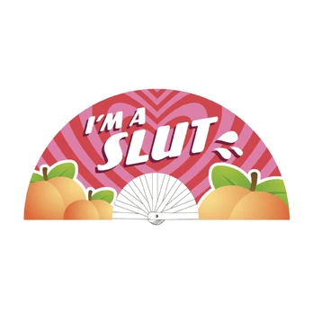 Slut Fan 64 cm - Large Decorative Polyester and Plastic Hand Fan