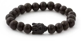 Agato Ebony wood bead bracelet MINK03