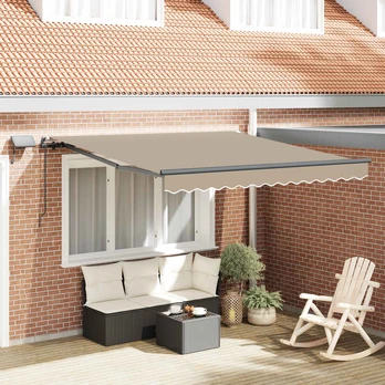 Rankinė Įtraukiama Markizė su LED Balta 350x250 cm