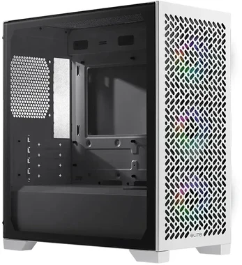„Cooler Master Elite 302 Baltas Lite“ korpusas, permatomas šoninis skydelis, mATX, 1x 120 mm ventiliatorius, baltas