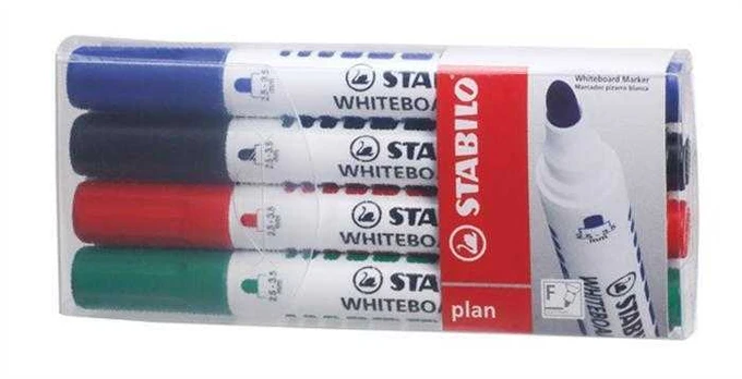 STABILO Whiteboard marker "Plan", mixed colours, 2,5-3,5mm, tapered tip