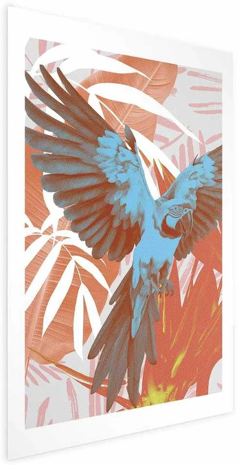 Artgeist Plakatas - Exotic Wings - parrot among abstract leaf patterns