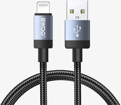 BWOO BO-X401L braided cable USB-A - Lightning 1m Fast Charging 3A juodas