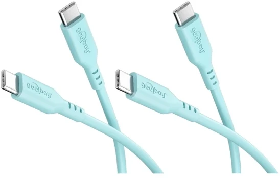 Goobay Rinkinys 2 silikonowych kabli USB-C, 1,5 m, turkio